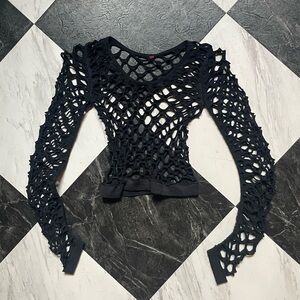 Black Fishnet Long Sleeve Top